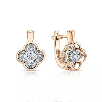 Золотые серьги с бриллиантами природными