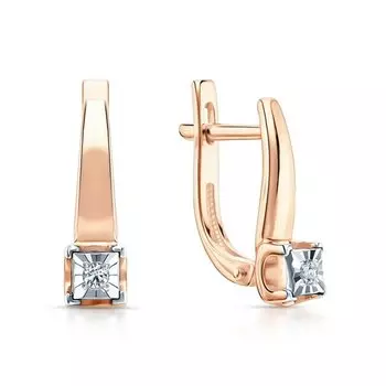 Золотые серьги с бриллиантами природными