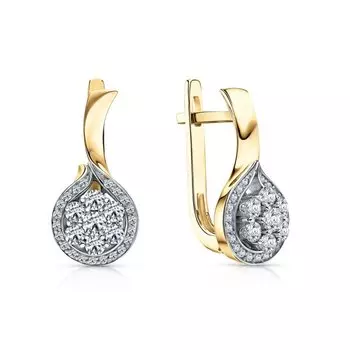 Золотые серьги с бриллиантами природными