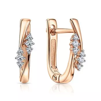 Золотые серьги с бриллиантами природными