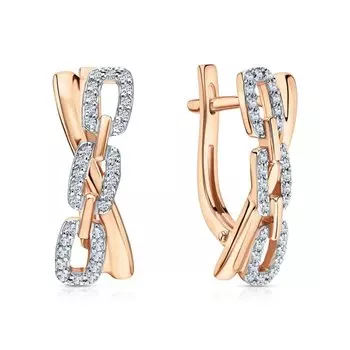 Золотые серьги с бриллиантами природными