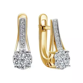 Золотые серьги с бриллиантами природными