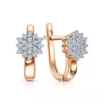 Золотые серьги с бриллиантами природными