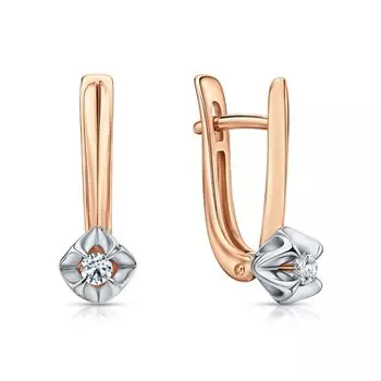 Золотые серьги с бриллиантами природными