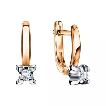 Золотые серьги с бриллиантами природными