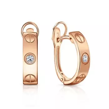 Золотые серьги с бриллиантами природными