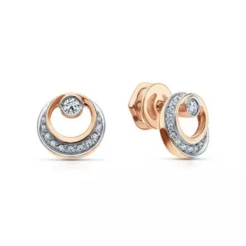 Золотые серьги с бриллиантами природными