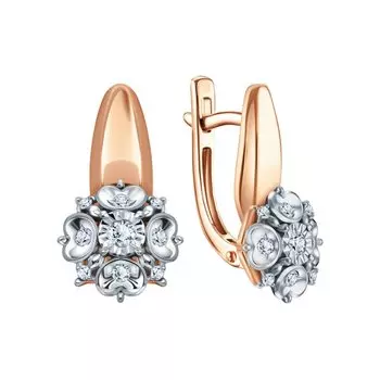 Золотые серьги с бриллиантами природными