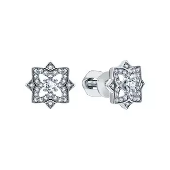 Золотые серьги с бриллиантами природными