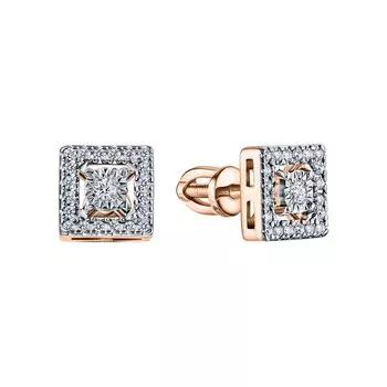 Золотые серьги с бриллиантами природными