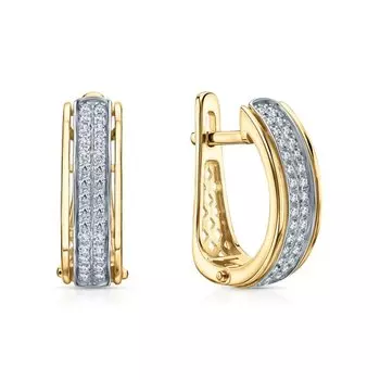 Золотые серьги с бриллиантами природными