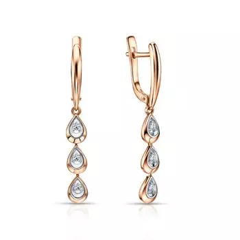 Золотые серьги с бриллиантами природными