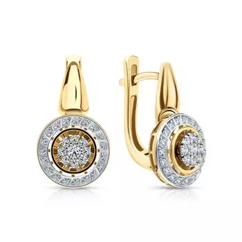 Золотые серьги с бриллиантами природными