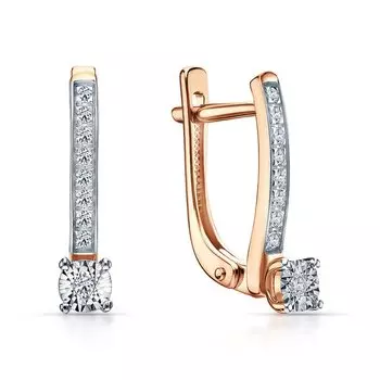 Золотые серьги с бриллиантами природными