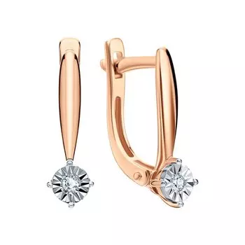 Золотые серьги с бриллиантами природными