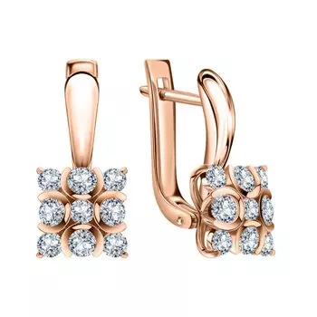 Золотые серьги с бриллиантами природными