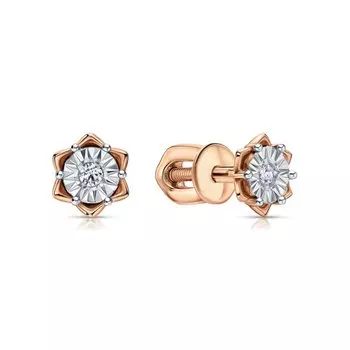 Золотые серьги с бриллиантами природными