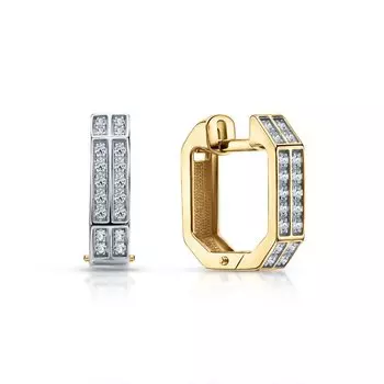 Золотые серьги с бриллиантами природными