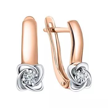 Золотые серьги с бриллиантами природными