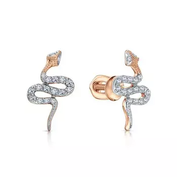 Золотые серьги с бриллиантами природными