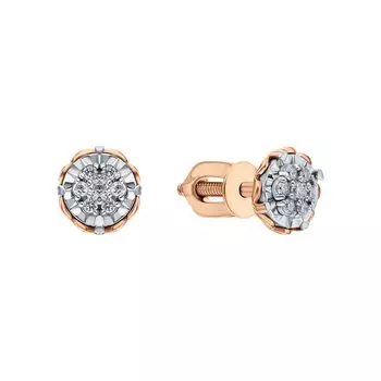 Золотые серьги с бриллиантами природными