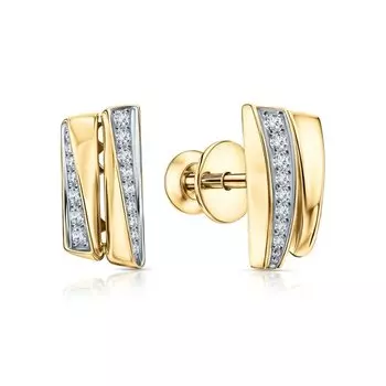 Золотые серьги с бриллиантами природными