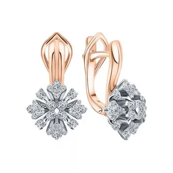 Золотые серьги с бриллиантами природными