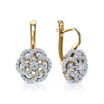 Золотые серьги с бриллиантами природными