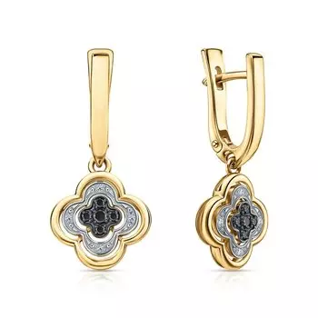 Золотые серьги с бриллиантами природными