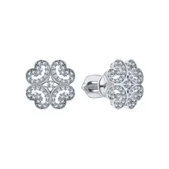 Золотые серьги с бриллиантами природными