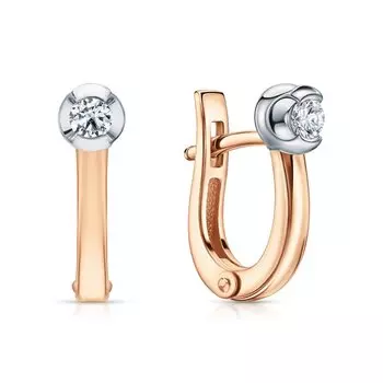 Золотые серьги с бриллиантами природными