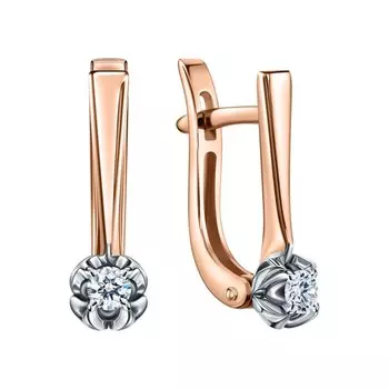 Золотые серьги с бриллиантами природными