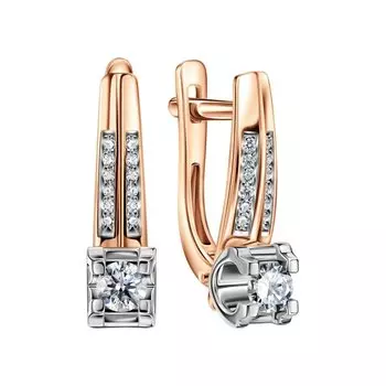 Золотые серьги с бриллиантами природными