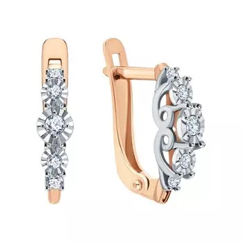 Золотые серьги с бриллиантами природными