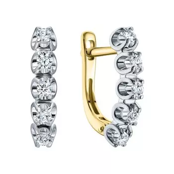 Золотые серьги с бриллиантами природными