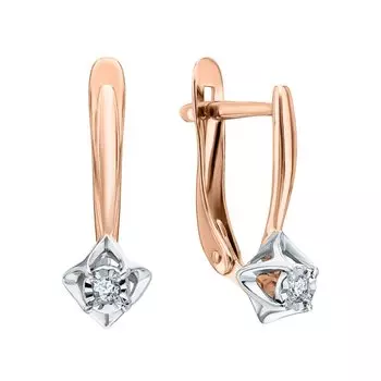 Золотые серьги с бриллиантами природными