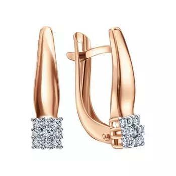 Золотые серьги с бриллиантами природными