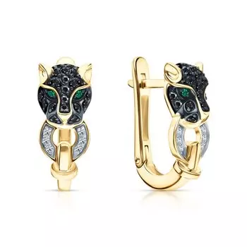 Золотые серьги с бриллиантами природными