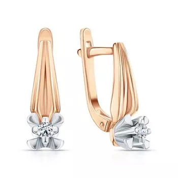 Золотые серьги с бриллиантами природными