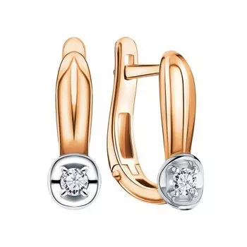 Золотые серьги с бриллиантами природными