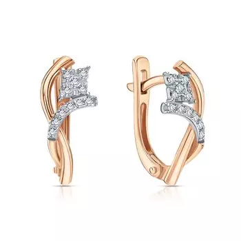 Золотые серьги с бриллиантами природными