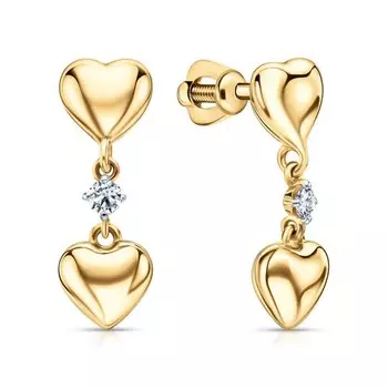 Золотые серьги с бриллиантами природными