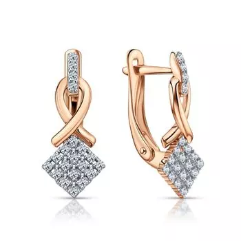 Золотые серьги с бриллиантами природными