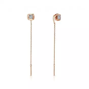 Золотые серьги с бриллиантами природными