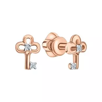 Золотые серьги с бриллиантами природными