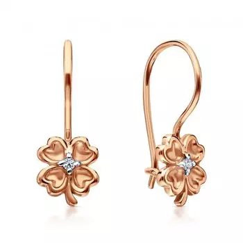 Золотые серьги с бриллиантами природными