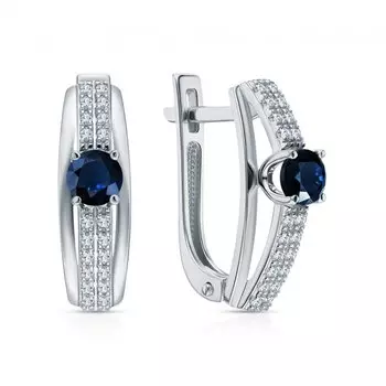 Золотые серьги с бриллиантами природными и сапфирами природными