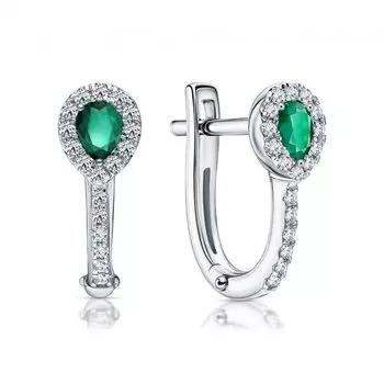 Золотые серьги с бриллиантами природными и изумрудами природными