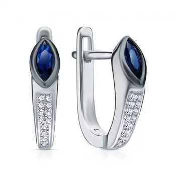 Золотые серьги с бриллиантами природными и сапфирами природными