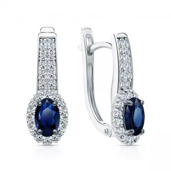 Золотые серьги с бриллиантами природными и сапфирами природными